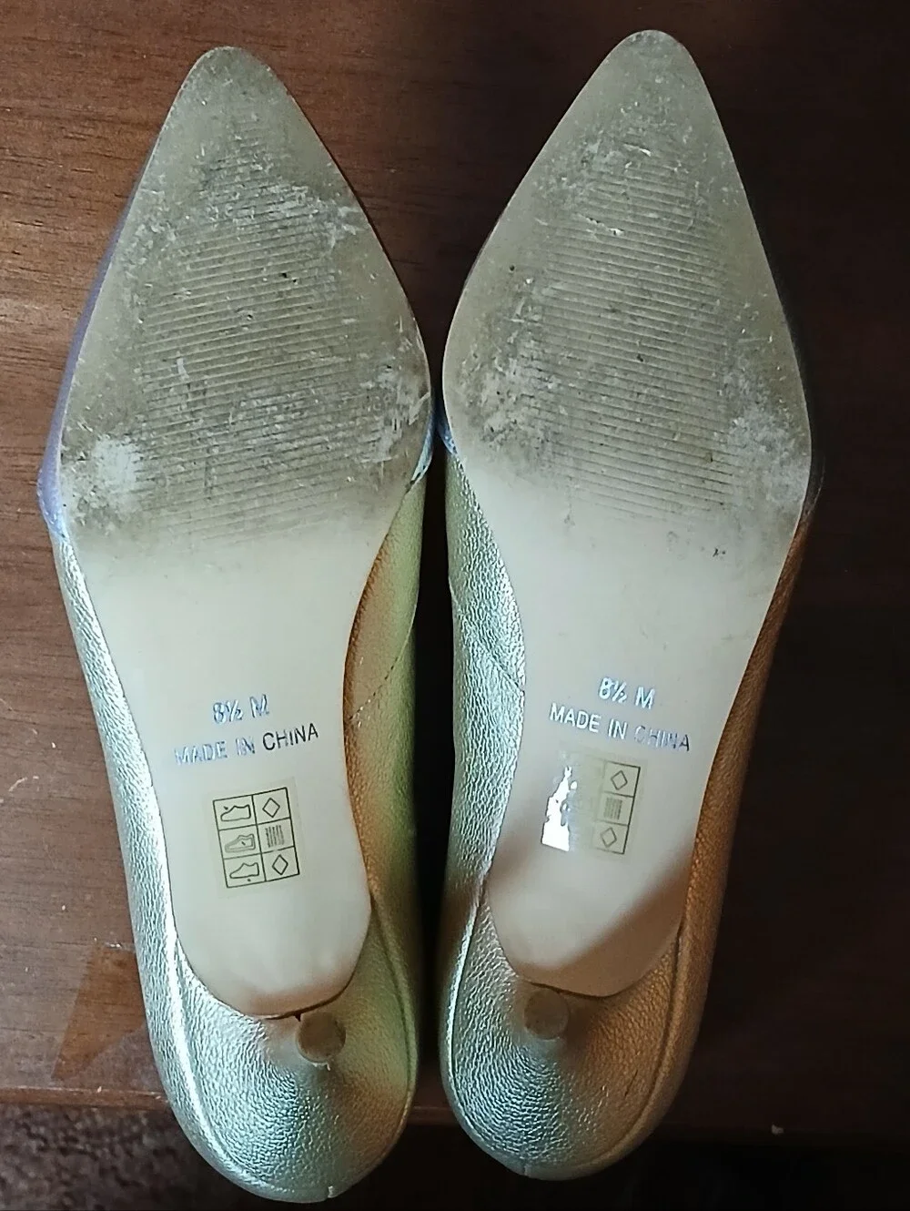 ASHRO Gold Metallic Pointed Toe Zip Front Kitten Heeled Bootie Pump Size 8.5M